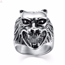 Nueva llegada de acero inoxidable para los hombres anillos de lobo grabado personalizado